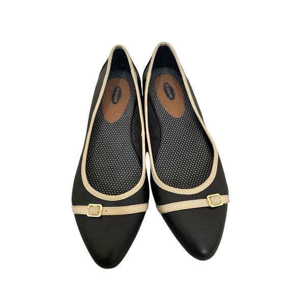 Laser Cut Two Tone Flat Ballerina Dr. Scholls 8.5 Retro Stretchy Comfort Office - Picture 1 of 4
